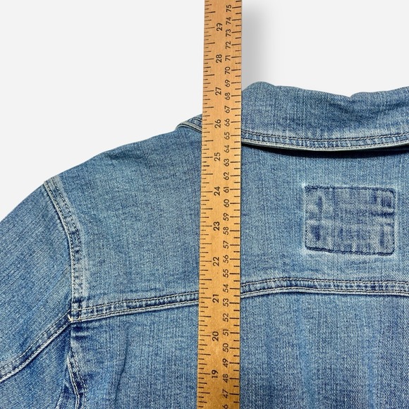 Live‎ A Little LAL Denim Jean Jacket XL Vintage Y2K Pearl Buttons 3/4 Sleeves - Picture 11 of 12